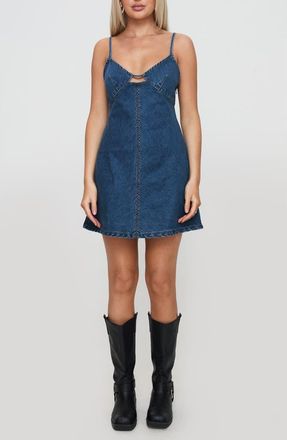 Princess Polly Arwen Sleeveless Denim Minidress in Blue at Nordstrom, Size 12