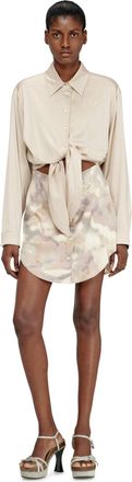 Diesel Satin mini dress with knotted top - Dresses - Woman - Beige