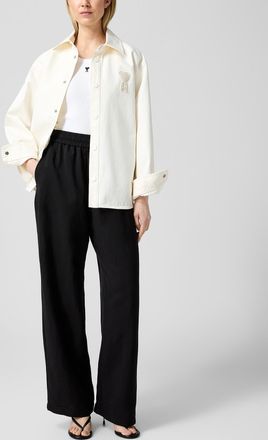 Ami Womens Elastic waist linen-blend pant