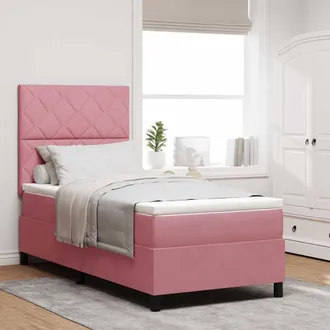 vidaXL Vidaxl Letto A Sorgente Led Con Testiera Rosa 90 X 200 Cm Velluto