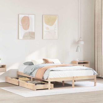 vidaXL Bed Frame without Mattress 135x190 cm Double Solid Wood Pine vidaXL
