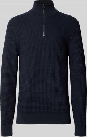HUGO BOSS Regular Fit Troyer aus reiner Baumwolle Modell H-ULICIO in Marine, Gr&ouml;&szlig;e XXXL