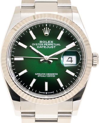 Rolex Datejust 36mm Automatic Green Ombre Dial Watch m126234-0060
