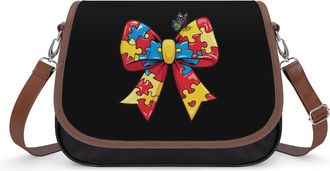 Generic Autism Womens Leather Crossbody Bags with Adjustable Strap Casual Printed Shoulder Handbag