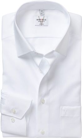 Marvelis Langarmhemd MARVELIS, Herren, Gr. 40, Extra verl&auml;ngerter Arm, wei&szlig;, Web, Obermaterial: 100% Baumwolle, 2-Knopf-Manschette, Hemden Langarmhemd, modern 