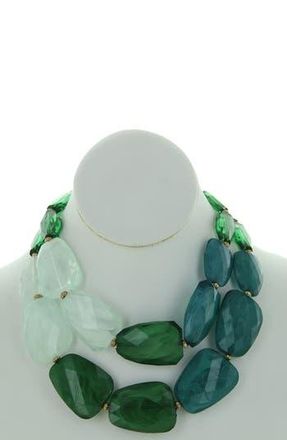 Olivia Welles Riva Statement Earrings & Bib Necklace Set in Green at Nordstrom Rack
