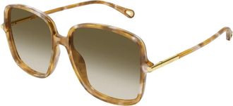 Chlo&eacute; Rechthoekige Zonnebril - Dames - Zonnebrillen - Bruin - 57 MM - Accessoires