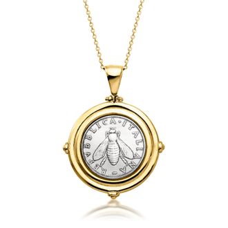 Ross-Simons Italian Genuine 2-Lira Coin Pendant Necklace in 18kt Gold Over Sterling