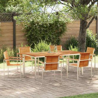 vidaXL Conjunto De Comedor De Jard&iacute;n 7 Pcs Madera S&oacute;lida De Teca Vidaxl