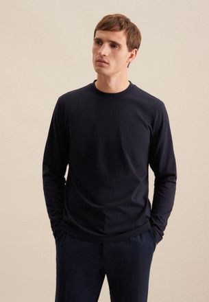 Seidensticker T-Shirt SEIDENSTICKER, Herren, Gr. M, blau (navy), 100% Baumwolle, unifarben, regular fit, Rundhals, Shirts T-Shirt, Rundhals