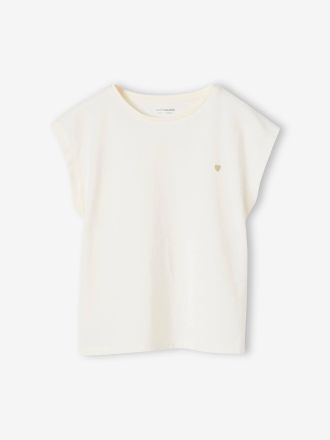 Vertbaudet M&auml;dchen T-Shirt BASICS Oeko-Tex ecru
