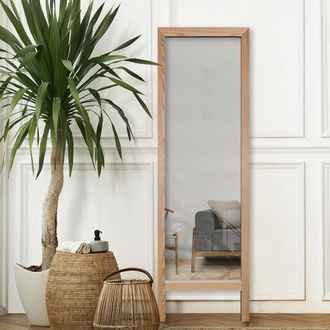 Dmora Espejo Crea, Forma Rectangular, Tipo De Suelo, Estructura Transparente, 45x145h Cm Roble Marr&oacute;n