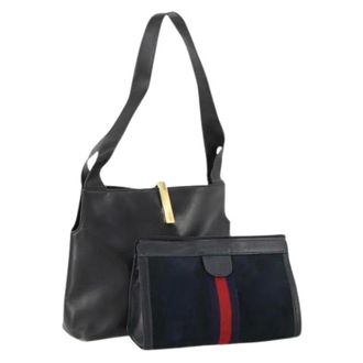Gucci Pre-owned Leren Schoudertas - Dames - Pre-owned - Zwart - Maat: ONE Size Leer