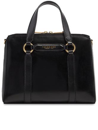 The Bridge Black Handbag W/Shoulder Glossy Leather Handbag