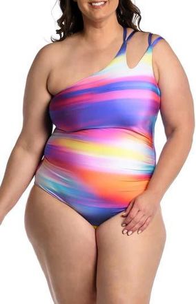 La Blanca Sunset One-Shoulder One-Piece Swimsuit in Purple Multi at Nordstrom Rack, Size 20W