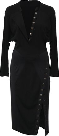 Altuzarra Panelled Long Sleeve Buttoned Dress in Black Wool