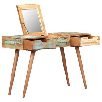 Berkfield Home Dressing Table with Mirror 112x45x76 cm Solid Reclaimed Wood in Brown | Size: 112 x 45 x 76 cm