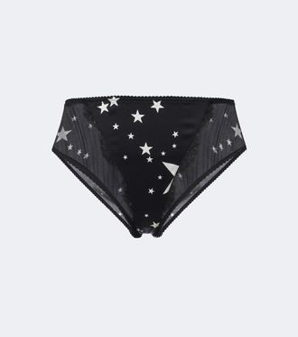Dolce & Gabbana Lace-trimmed printed briefs