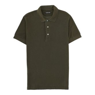 Tom Ford Polo Shirts, male, Green, Size: XL Lyocell Piquet SS Polo
