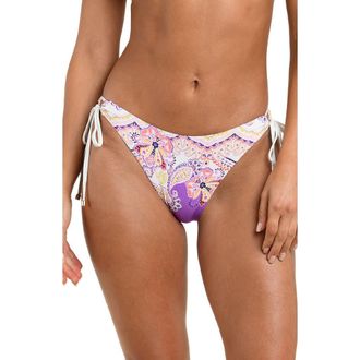 Sunshine 79 Lilac Cascade Loop Side Tie Bikini Bottoms in Purple Multi at Nordstrom, Size 12