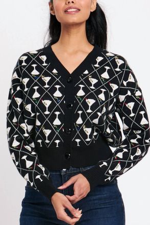 Rachel Antonoff Cori V Neck Cardigan In Mini Martini