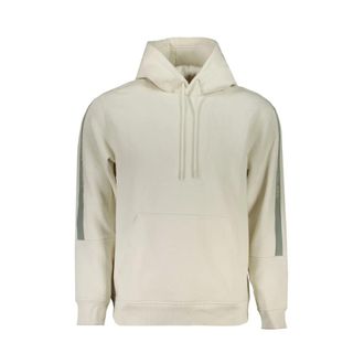 Calvin Klein Hoodies, male, White, 2XL, Hooded Sweatshirt with Fleece and Print
