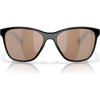 Costa Luna Nueva 57mm Polarized Butterfly Sunglasses in Black /Copper Silver 580G at Nordstrom