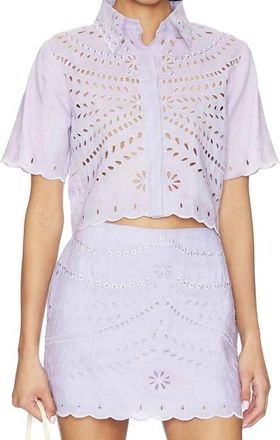 Karina Grimaldi Elin Embroidered Top In Lavender