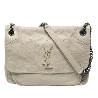 Saint Laurent Pre-owned Niki Schoudertas - Dames - Pre-owned - Beige - Maat: ONE Size Leer