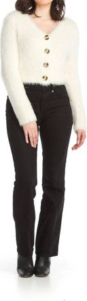 Papillon Eyelash Crop Button Front Cardigan In White