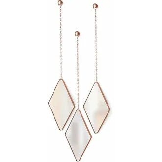 Umbra Dima Specchi a forma di rombo, Set di 3, Specchio, Rame