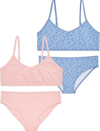 Petite Fleur Set: Bustier PETITE FLEUR, Damen, Gr. 134/140, N-Gr, rose, gemustert, Obermaterial: 92% Baumwolle, 8% Elasthan, gemustert, unifarben, BH-Sets Set: Bus