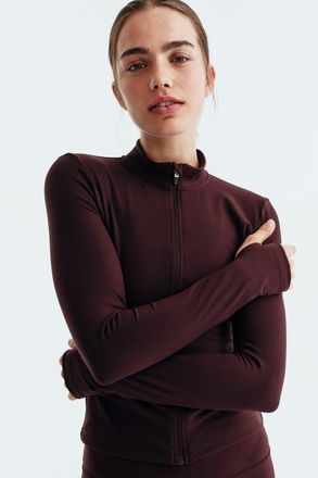 H&M Zip-through Sports Jacket With Softmove in Chocolate Plum at Nordstrom, Size X-Small