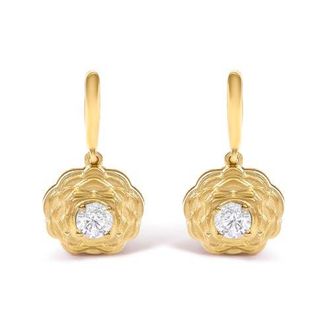 House of Brilliance 14K Yellow Gold Plated Sterling Silver 5/8 Cttw Lab Grown Diamond Flower Drop Earrings in Yellow Gold Over Silver at Nordstrom