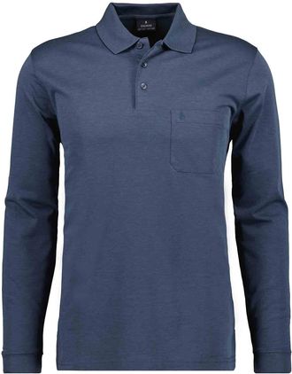 Ragman Mens Long-Sleeved Poloshirt Soft Knit - blue - One size