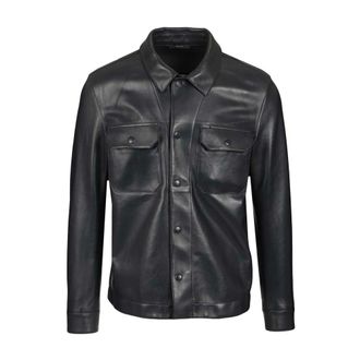 Tom Ford Leather Overshirt Jacket - male - Tom Ford - Leather Jackets - Blue - L - Jackets