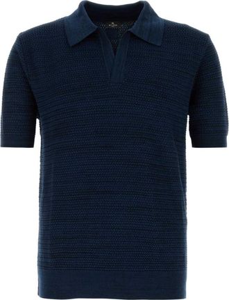 Etro Navy Blue Braided Polo