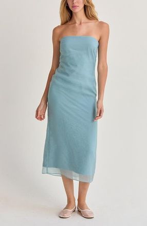 Crescent Organza Tube Midi Dress in Light Blue at Nordstrom, Size Medium