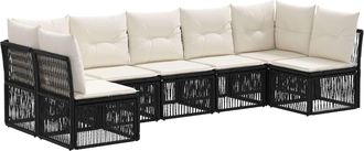 vidaXL Conjunto De Sof&aacute;s De Jard&iacute;n 7 Uds. Negro Rat&aacute;n Sint&eacute;tico Vidaxl