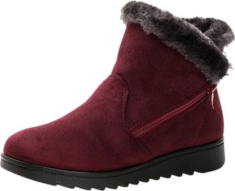 Generic Womens Winter Boots Faux Fur Warm Shoes Round Toe Stylish Thermal Ladies Flats Comfortable Slip On Outdoor Ankle Boots Snow Boot Sports Walking