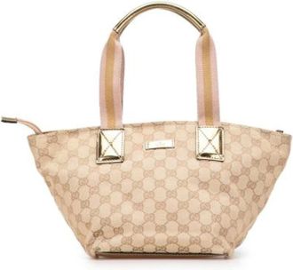 Gucci Pre-owned Handbags, female, Beige, Size: ONE SIZE Pre-owned Canvas Handbag