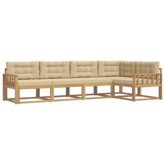 vidaXL Conjunto De Sof&aacute;s De Exterior Con Coj&iacute;n 4 Pcs Y Beige Poli&eacute;ster Vidaxl