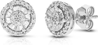 Vir Jewels 1/4 cttw 50 Stones Round Lab Grown Diamond Studs Earrings.925 Sterling Silver Prong Set Round Shape