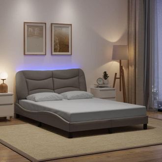 vidaXL Con Led Sin Colch&oacute;n Tela Gris Taupe 140x190 Cm Vidaxl