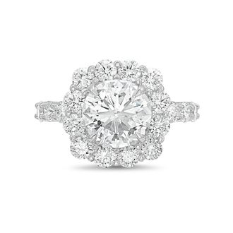 Diana M. Jewels Platinum 12.00cts Lab-Grown Round Diamond Halo Ring with Diamond Band