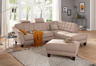 HOME AFFAIRE Ecksofa »Trondheim L-Form« mit Federkern und Knopfheftung im Rücken, Füsse Buche dunkel