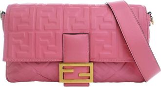 Fendi Pre-owned Fendi Large Zucca Embossed Leather Baguette Satchel Ladies J9N724J11H1EYM92