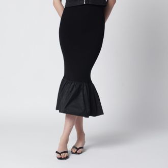 Patou Black Skirt With Faille Ruffle Hem