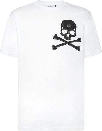 Philipp Plein T-shirt in cotone con stampa Skull - Bianco