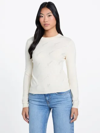 Guess Peggy Rhinestone Logo Sweater